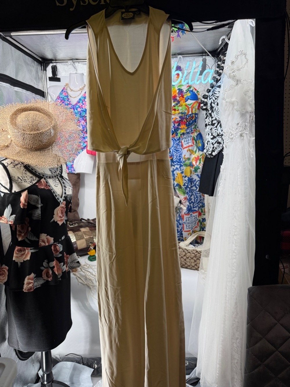 Tommy Bahama Sleeveless Tie-Front maxi hi slits  in Light Beige 8